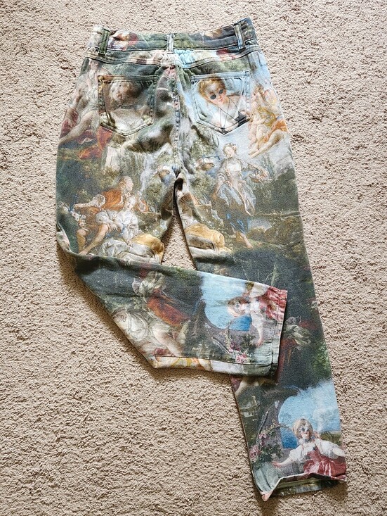 Current Mood Denim - Current Mood DaVinci Demons Renaissance Painting Straight Leg Jean Pant Med